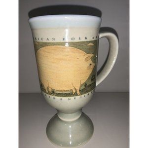 OTAGARI Japan ⭐️Pig Mug WARREN KIMBLE Footed Coffee Cup AMERICAN FOLK ART